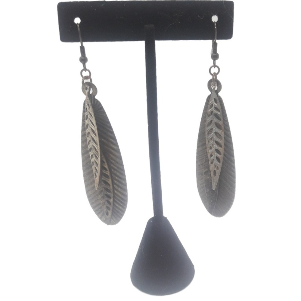 3 Lucky Feathers Boho Dangle Earrings